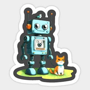 Cat and robot Sticker